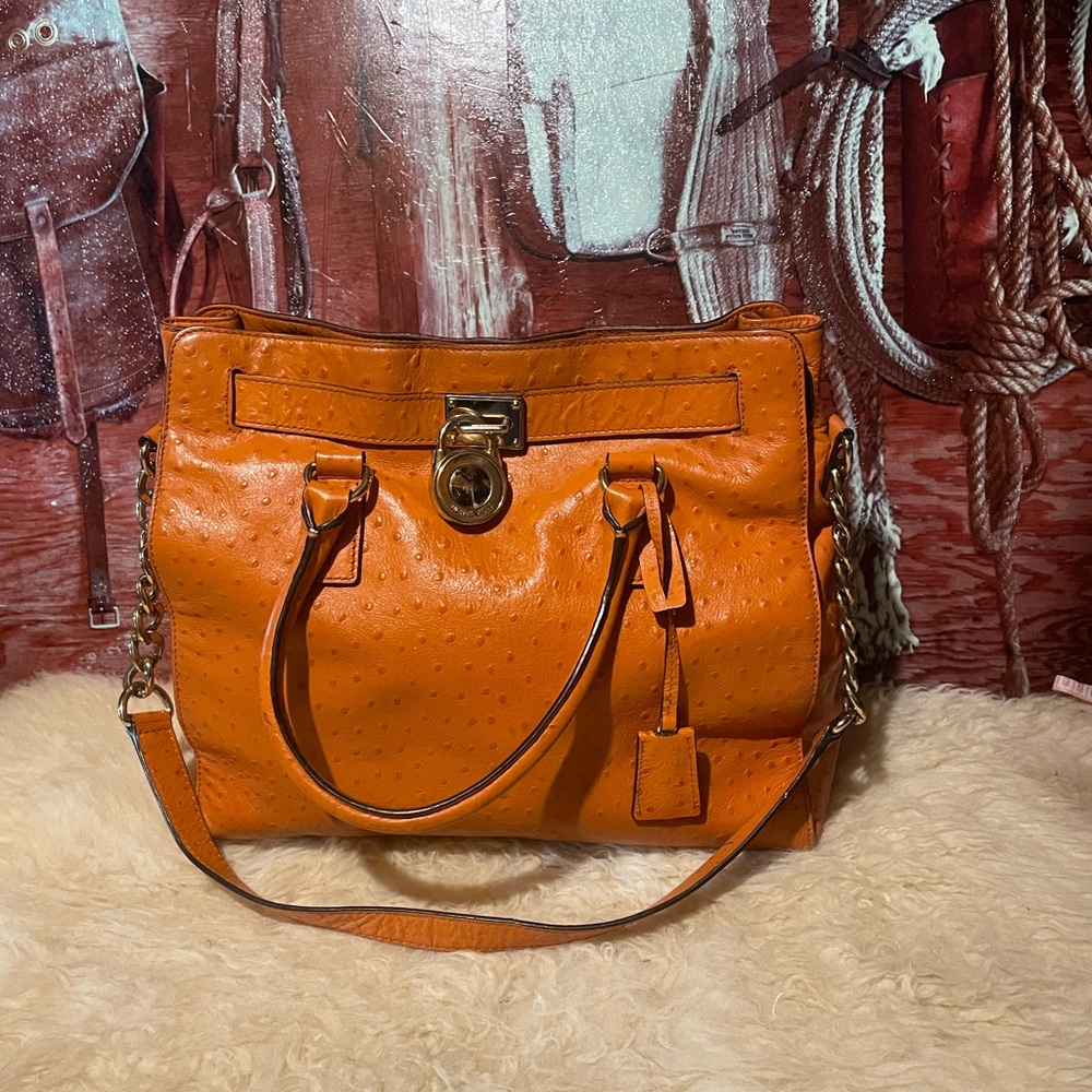Michael Kors orange leather bag